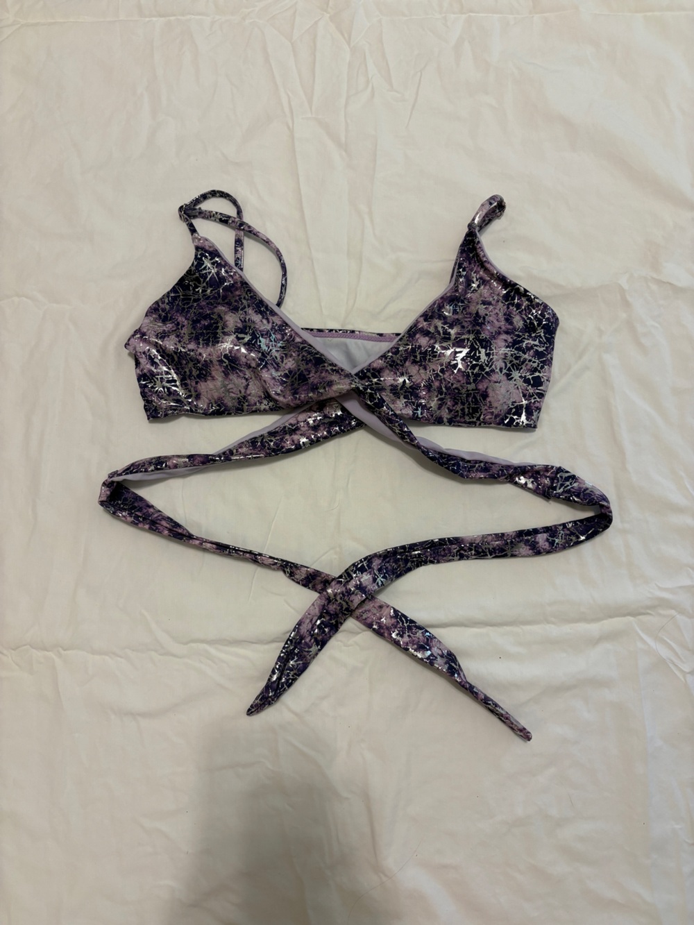 Women’s Lavender Marble Print Triangle Bikini Top